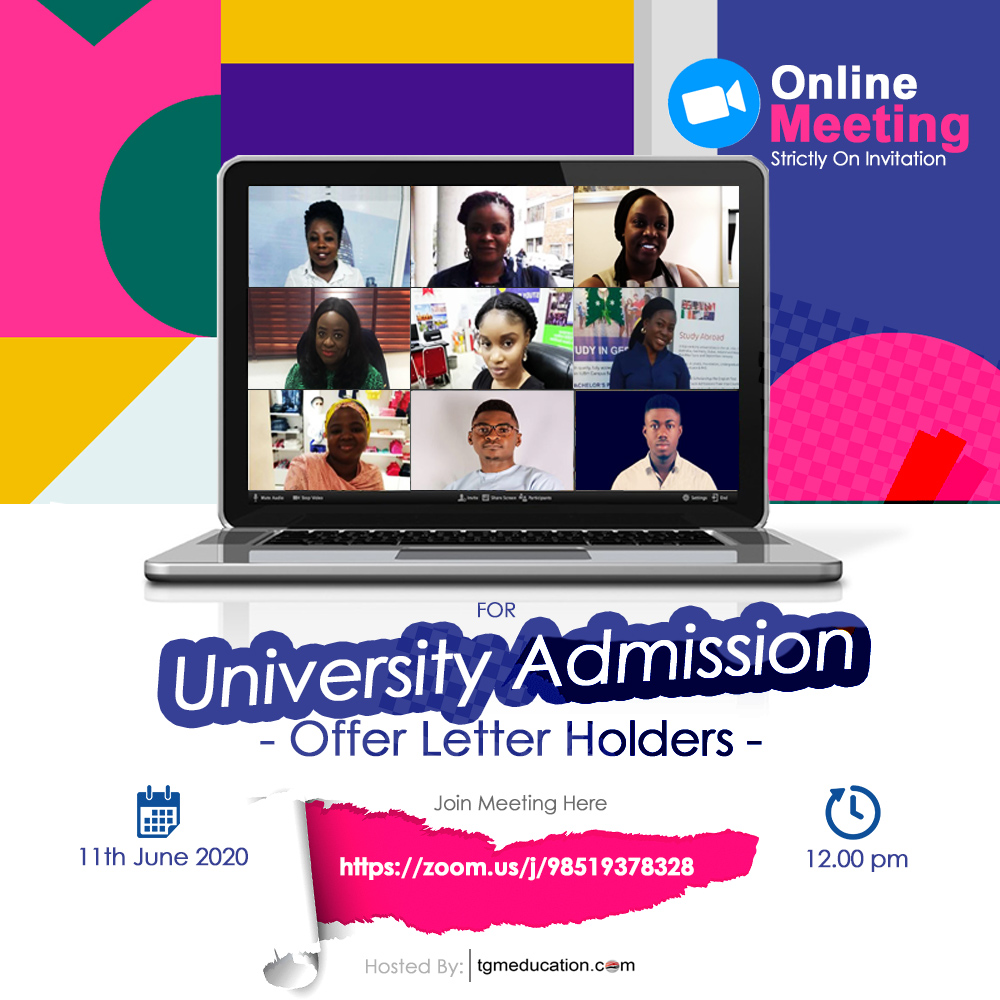 Zoom Meeting For University Admission Offer Holders