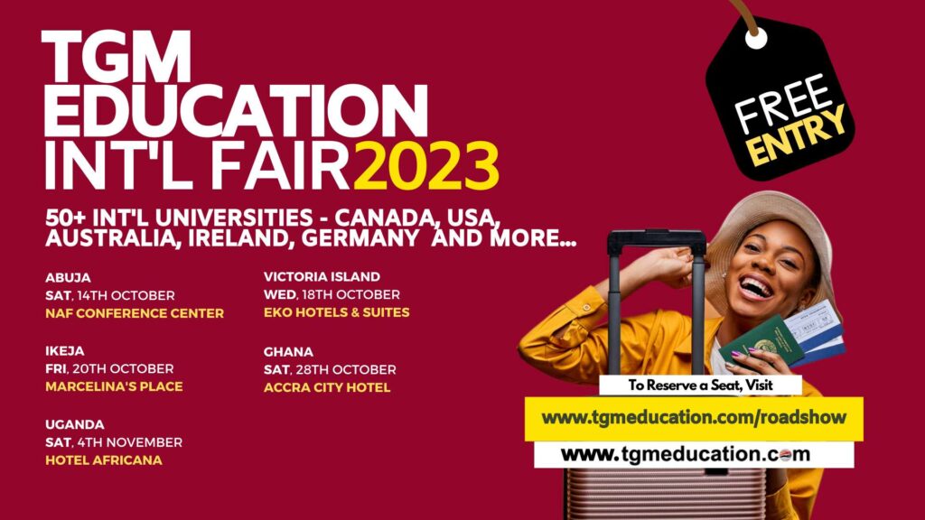 The TGM Education Roadshow (Study Abroad Exhibition) happening in October 2023